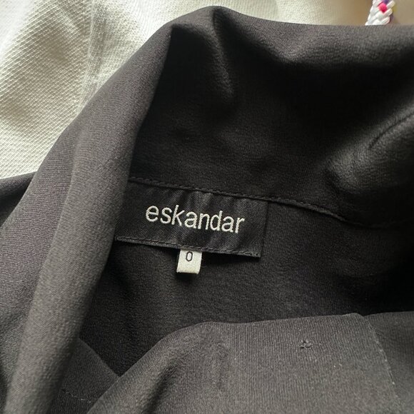 Eskandar Silk Button Up Collared Shirt Womens Size 6 Minimalist Capsule Black - Picture 6 of 8